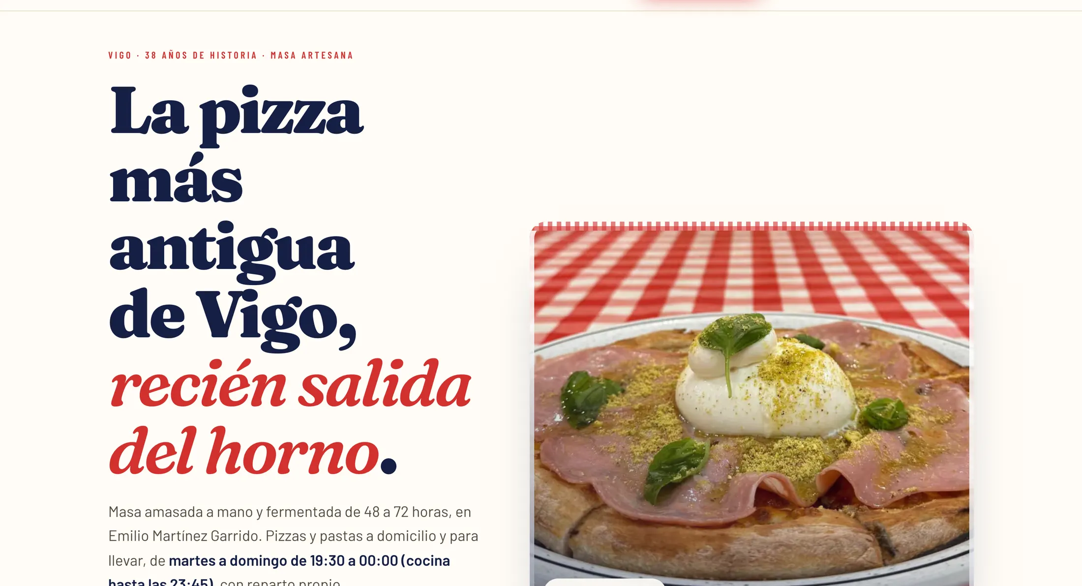 Portada de la web de Pizzería Borsalino
